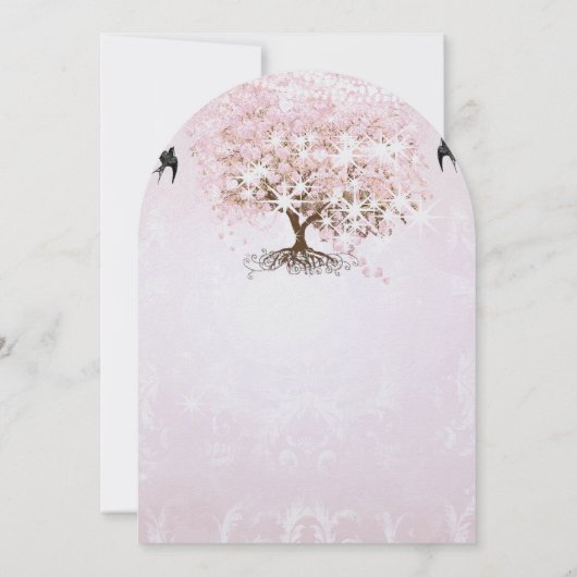 Invitation Mariage Inséparable simple Pink Heart Leaf Tree (Dos)