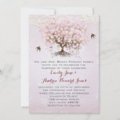 Invitation Mariage Inséparable simple Pink Heart Leaf Tree (Devant)