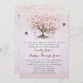 Invitation Mariage Inséparable simple Pink Heart Leaf Tree (Devant / Derrière)