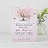 Invitation Mariage Inséparable simple Pink Heart Leaf Tree (Debout devant)
