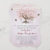Invitation Mariage Inséparable simple Pink Heart Leaf Tree (Devant / Derrière)