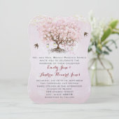 Invitation Mariage Inséparable simple Pink Heart Leaf Tree (Debout devant)