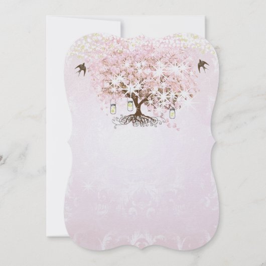Invitation Mariage Inséparable simple Pink Heart Leaf Tree (Dos)