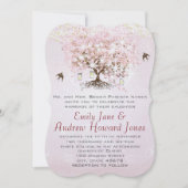 Invitation Mariage Inséparable simple Pink Heart Leaf Tree (Devant)