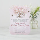 Invitation Mariage Inséparable simple Pink Heart Leaf Tree (Debout devant)