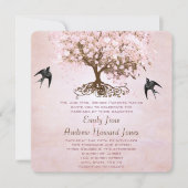 Invitation Mariage Inséparable simple Pink Heart Leaf Tree (Devant)