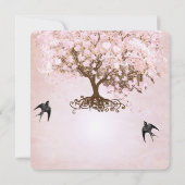 Invitation Mariage Inséparable simple Pink Heart Leaf Tree (Dos)