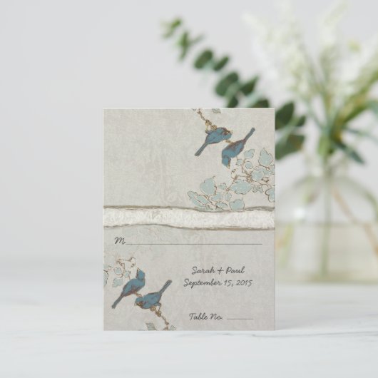 Invitation Mariage Inséparable Turquoise vintage PlaceCard (Debout devant)