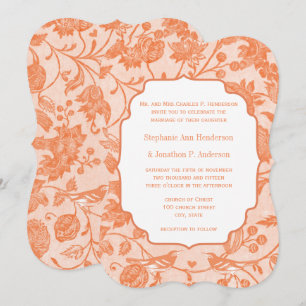 Invitation Mariage Inséparable vintage de motif floral de pêc