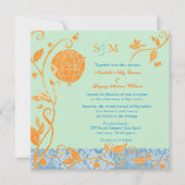 Invitation Mariage Inséparables Mint & Orange (Devant)