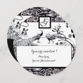 Invitation MARIAGE INSÉPARABLES MONOGRAM noir, cercle blanc (Devant / Derrière)