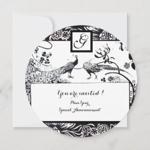 Invitation MARIAGE INSÉPARABLES MONOGRAM noir, cercle blanc