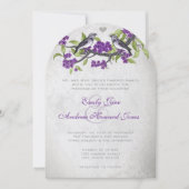 Invitation Mariage Inséparables Vintages violet et gris (Devant)