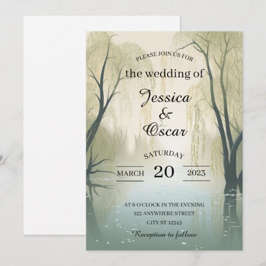 Invitation Mariage inspiré de la source fluviale (Devant / Derrière)