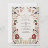 Invitation Mariage inspiré de l'héritage William Morris (Dos)