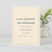 Invitation Mariage inspiré de Wes Anderson turquoise et beige (Debout devant)