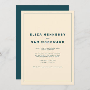 Invitation Mariage inspiré de Wes Anderson turquoise et beige