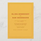 Invitation Mariage inspiré d'Orange et Jaune Wes Anderson (Devant)