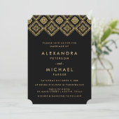 Invitation Mariage inspiré par Glam Black et Gold Eastern (Debout devant)