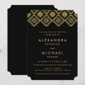 Invitation Mariage inspiré par Glam Black et Gold Eastern (Devant / Derrière)
