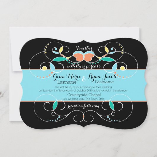 Invitation Mariage inspiré par l'art populaire country (Devant)