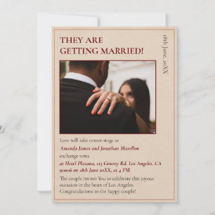 Invitation Mariage inspiré par un journal moderne simple
