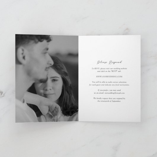 Invitation Mariage intemporel noir et blanc classique (Intérieur)