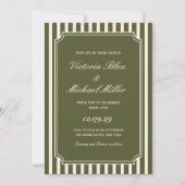 Invitation Mariage Intemporel Vert Olive Argent Ancien (Devant)