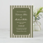 Invitation Mariage Intemporel Vert Olive Argent Ancien (Debout devant)