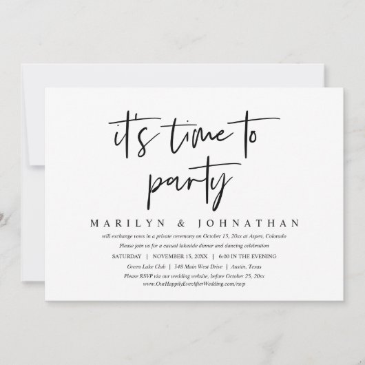 Invitation Mariage Intime et Décontracté, Il Est Temps de Fai (Devant)