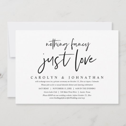 Invitation Mariage Intime et Simple, Rien de Fantaisiste, Jus (Devant)