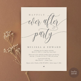 Invitation Mariage Intime Happily Ever After, Gris Crème