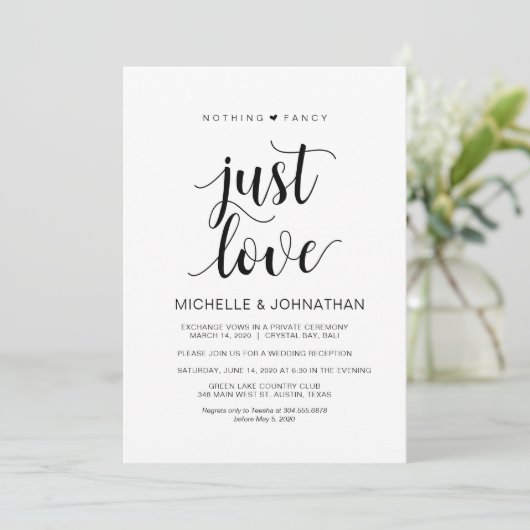 Invitation Mariage Intime Moderne Rustique, Noir, Réception (Debout devant)