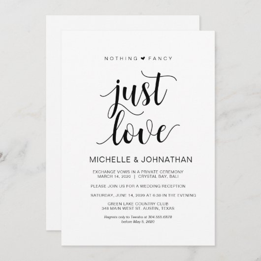 Invitation Mariage Intime Moderne Rustique, Réception de Fuit (Devant / Derrière)