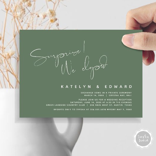 Invitation Mariage Intime Moderne, Surprise, nous nous sommes