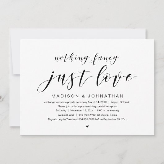 Invitation Mariage intime, Rien de fantaisiste juste l'amour (Devant)