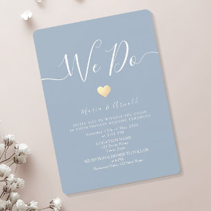 Invitation Mariage intimiste bleu poussière