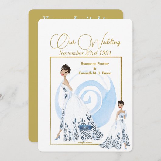 Invitation Mariage Inv. 2 Blanc(La robe) RFPMDesigns ©️ 2024 (Devant / Derrière)