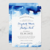 Invitation MARIAGE INVITE chic chic aquarelle bleu foncé (Devant / Derrière)
