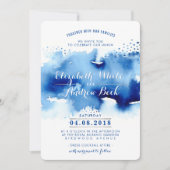 Invitation MARIAGE INVITE chic chic aquarelle plage bleu (Devant)