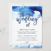 Invitation MARIAGE INVITE moderne style marine bleu aquarelle (Devant)