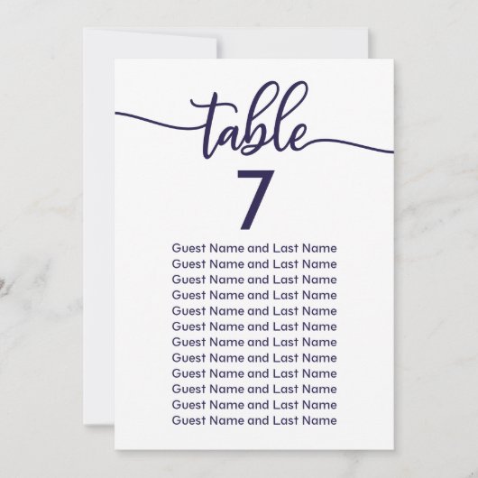 Invitation Mariage Invité Siège Elégant Chic Navy Bleu (Devant)