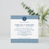 Invitation MARIAGE INVITER ancre nautique coeur marine corail (Debout devant)