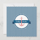 Invitation MARIAGE INVITER ancre nautique coeur marine corail (Dos)