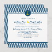 Invitation MARIAGE INVITER ancre nautique coeur marine jaune (Devant / Derrière)