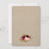 Invitation Mariage Inviter, bordeaux fleuri rustique 3979 (Dos)