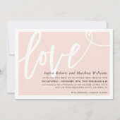 Invitation MARIAGE INVITER brosse d'amour lettré rose pâle (Devant)