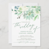Invitation Mariage Inviter Cactus Succulent Aquarelle Vert (Devant)
