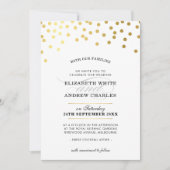 Invitation MARIAGE INVITER chic taches de confettis d'or mode (Devant)