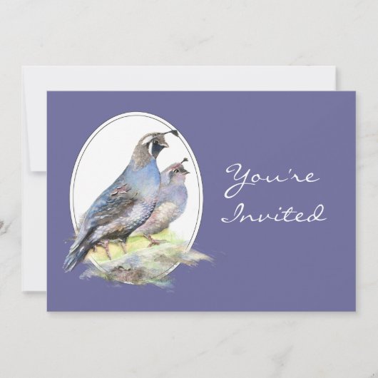 Invitation Mariage Inviter Custom California Quail Birds (Devant)